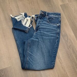 American Eagle Outfitters High Rise Distressed Blue Jeans